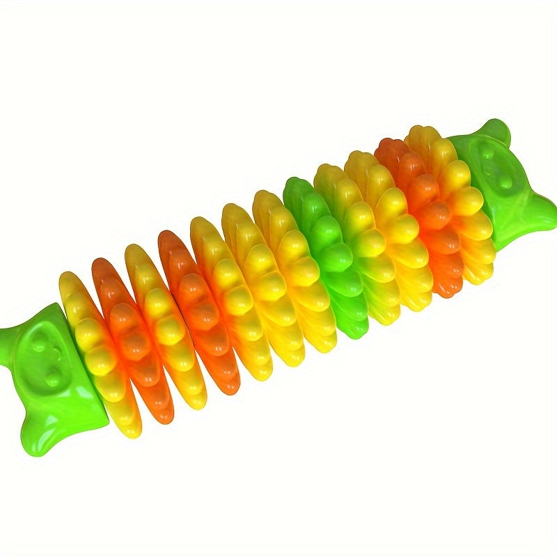 Caterpillar Natural Rubber Dog Chew Toy for Aggressive Chewers – Durable Teeth Cleaning Chew Toy with Anti-Bite Reinforced Ends, Interactive Dental Dog Toy for Medium Large Breeds, Lake Blue Green Pink