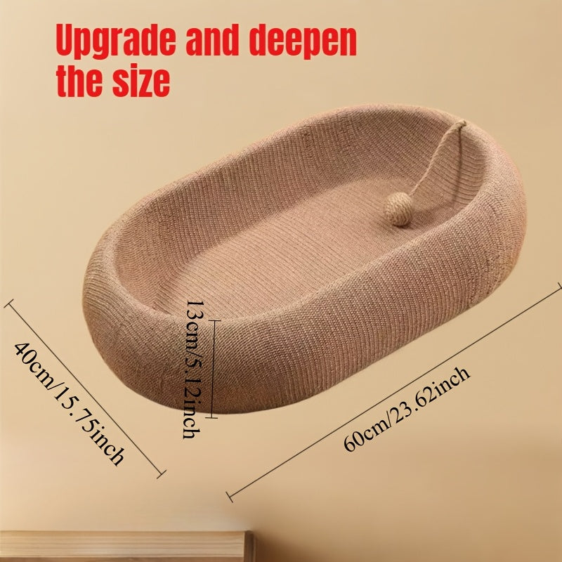 Cat Scratching Board and Bed – Woven Sisal Cat Scratcher Lounge with Cat Ear Design, Large Size, No Shedding, Durable Reversible Cat Scratch Pad for Indoor Cats, Kittens & Senior Cats