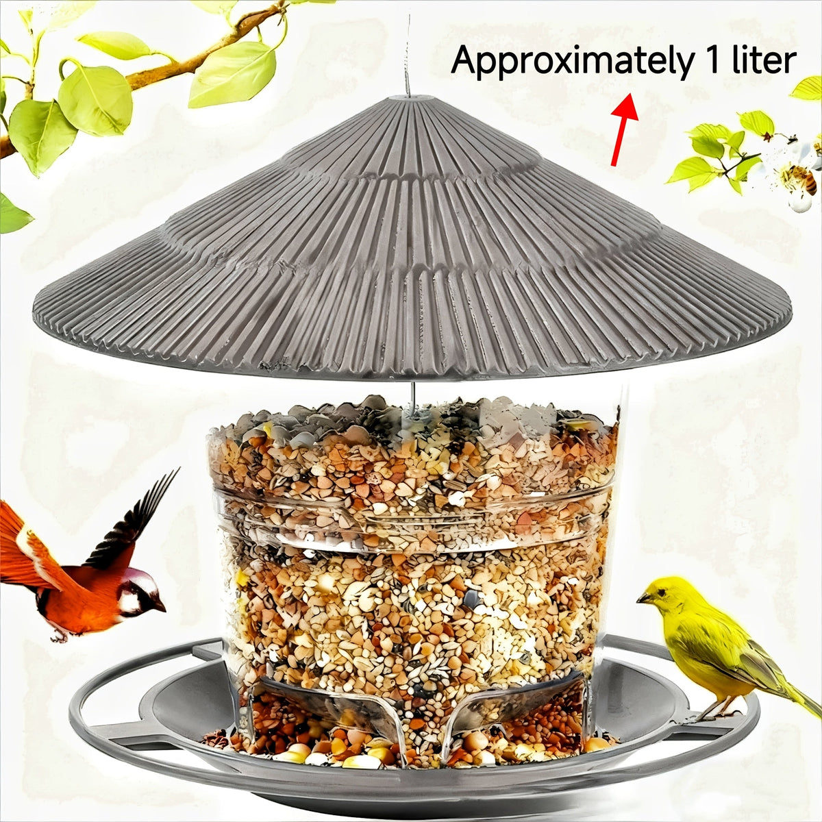 Minimalist Outdoor Hanging Bird Feeder – Automatic Hummingbird Feeder for Garden & Wild Birds, Large Capacity Option, Brown Green Grey, Decorative Hanging Birdhouse for Backyard Patio Balcony