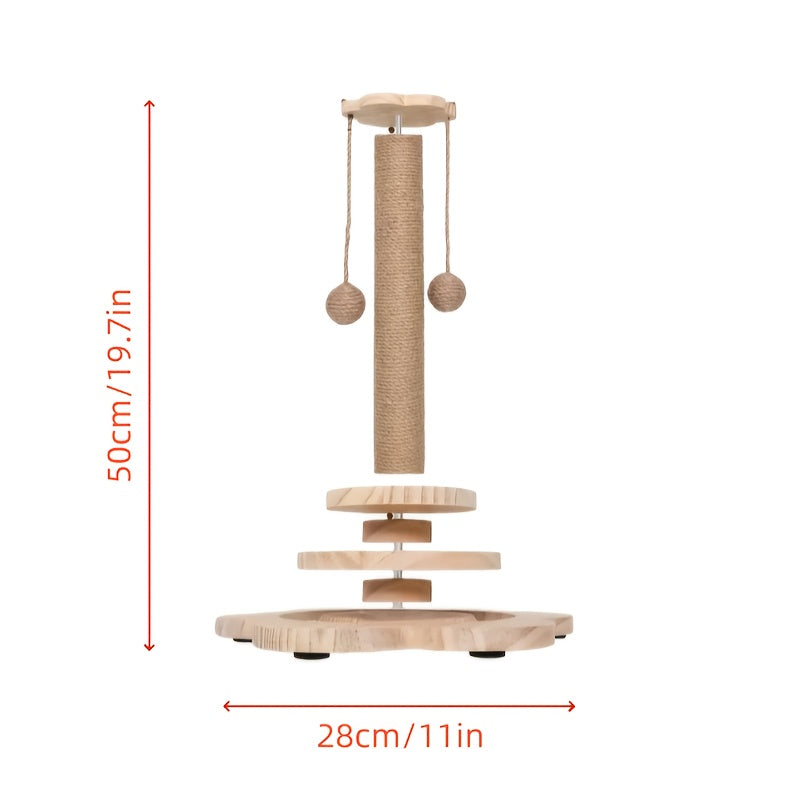 Cat Scratching Post & Cat Tree – Solid Wood Sisal Scratcher, Multiple Styles: Mushroom, Dolphin, Velvet, Hammock & Standing Board, Sizes S/M/L/XXXL for Cats of All Ages