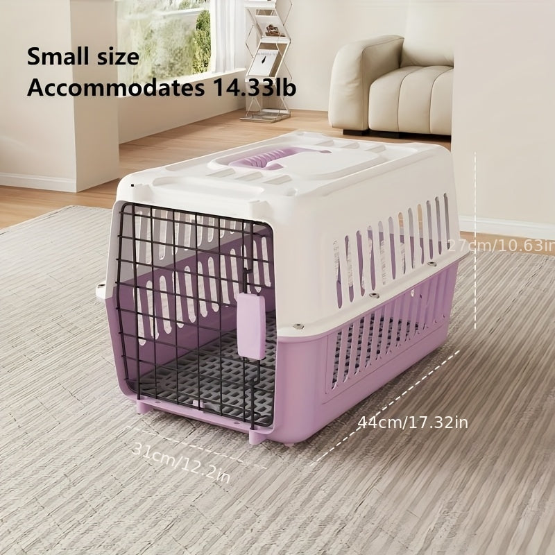 Aviation Certified Pet Carrier Crate for Air Travel - IATA FAA Approved Portable Dog Cat Carrier Box Airline Cabin Approved Breathable Sturdy Easy Assembly Small Animal Travel Crate for Airplane